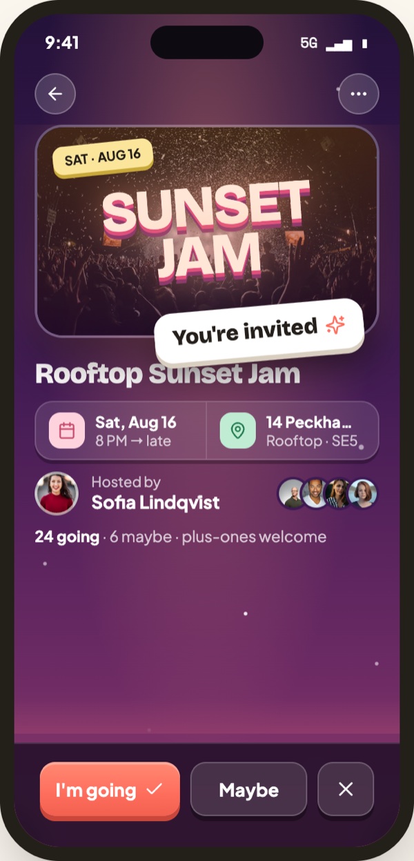 Rally app — Invite