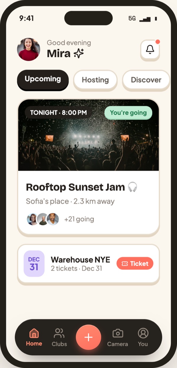 Rally app — Home