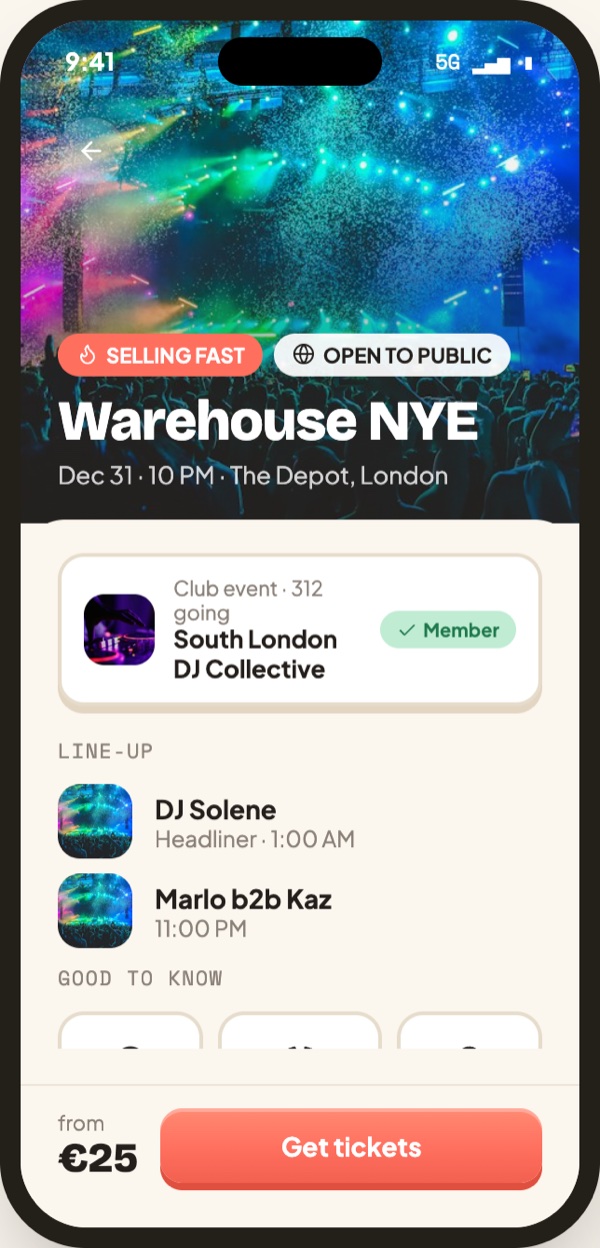 Rally app — Club event