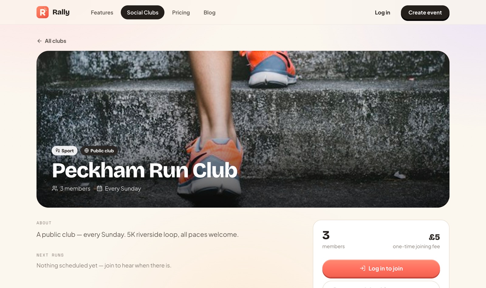 Rally on the web — Club page