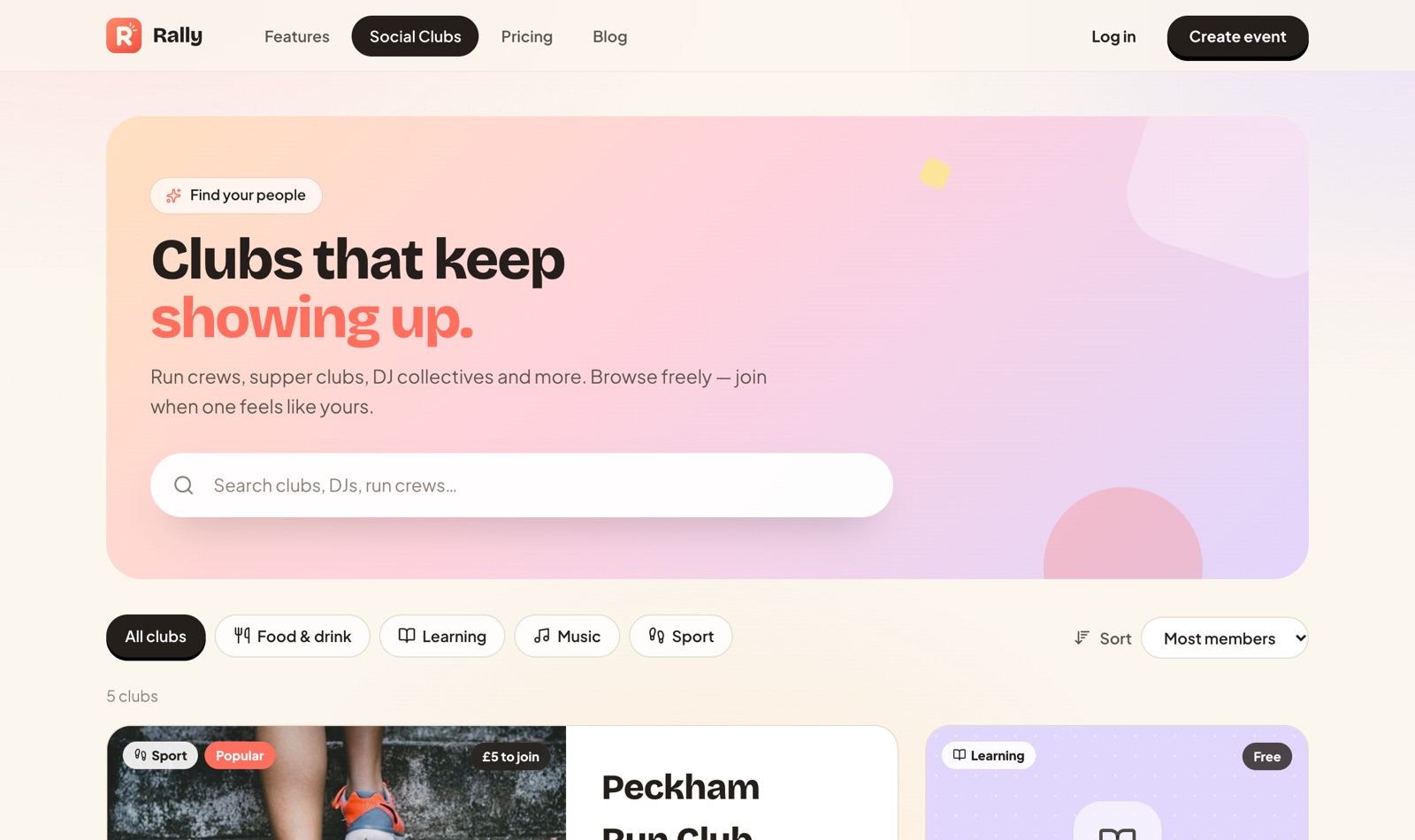 Rally on the web — Clubs