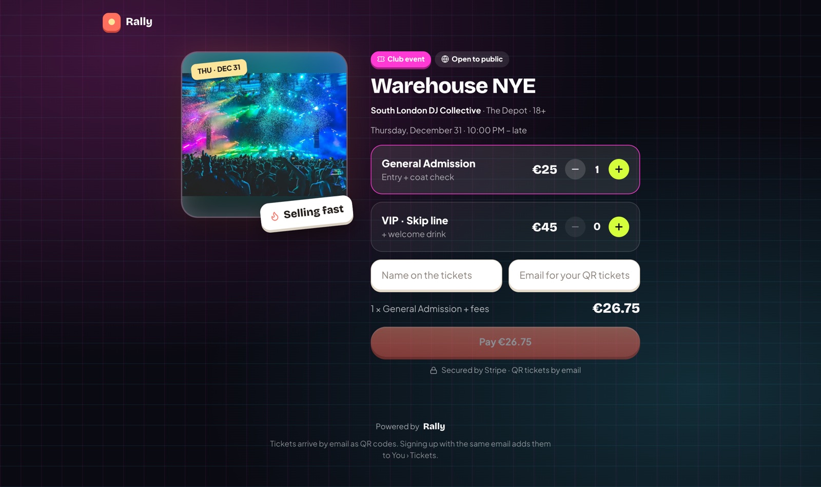 Rally on the web — Tickets
